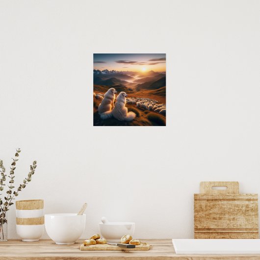 Grote Pyreneeën Begin van de dag Poster (Keuken)