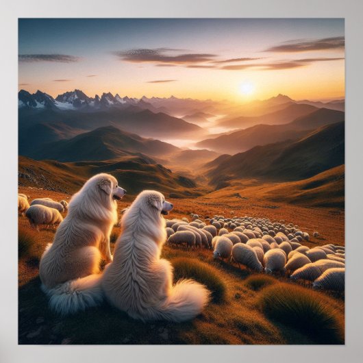 Grote Pyreneeën Begin van de dag Poster (Voorkant)