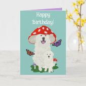 Grote Pyreneeën Birthday Kaart (Gele Bloem)