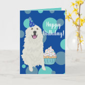 Grote Pyreneeën Birthday Kaart (Gele Bloem)