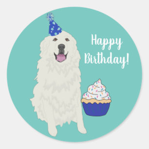 Grote Pyreneeën Birthday Ronde Sticker