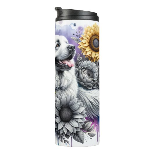 Grote Pyreneeën Bloemenversiering Thermosbeker (Geroteerd rechts)