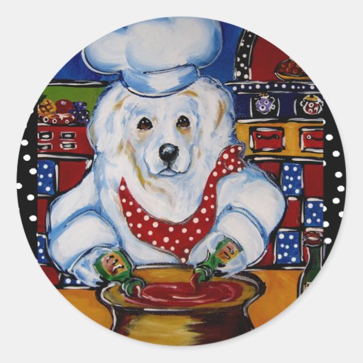 Grote Pyreneeën Chef Ronde Sticker (Voorkant)