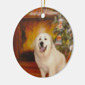 Grote Pyreneeën die op Santa wachten Keramisch Ornament (Links)