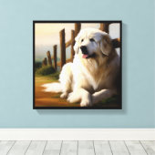 Grote Pyreneeën Dog Canvas Afdruk (Insitu (Houten vloer))
