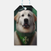 Grote Pyreneeën Dog in St. Patrick's Day Dress Cadeaulabel (Achterkant)