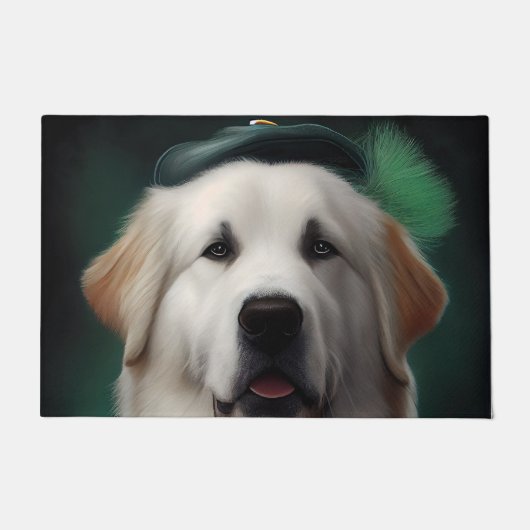 Grote Pyreneeën Dog in St. Patrick's Day Dress Deurmat (Voorkant)