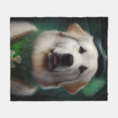 Grote Pyreneeën Dog in St. Patrick's Day Dress Fleece Deken (Voorkant (Horizontaal))