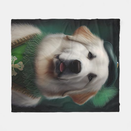 Grote Pyreneeën Dog in St. Patrick's Day Dress Fleece Deken (Voorkant (Horizontaal))