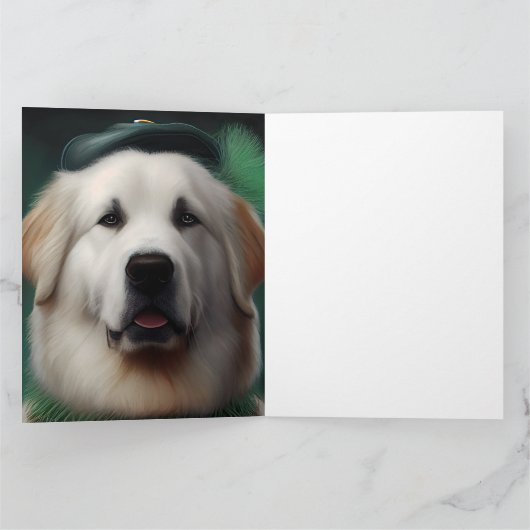 Grote Pyreneeën Dog in St. Patrick's Day Dress Kaart (Binnen)
