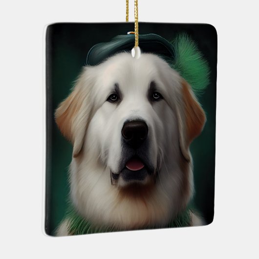 Grote Pyreneeën Dog in St. Patrick's Day Dress Keramisch Ornament (Rechts)