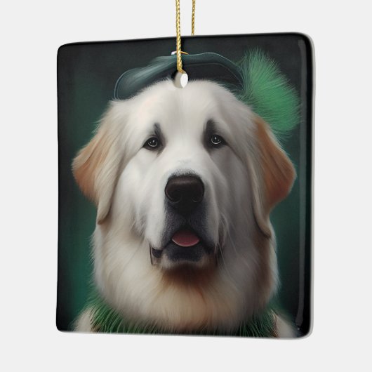 Grote Pyreneeën Dog in St. Patrick's Day Dress Keramisch Ornament (Links)