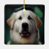 Grote Pyreneeën Dog in St. Patrick's Day Dress Keramisch Ornament (Achterkant)