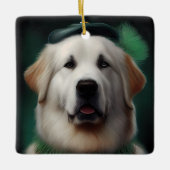Grote Pyreneeën Dog in St. Patrick's Day Dress Keramisch Ornament (Voorkant)