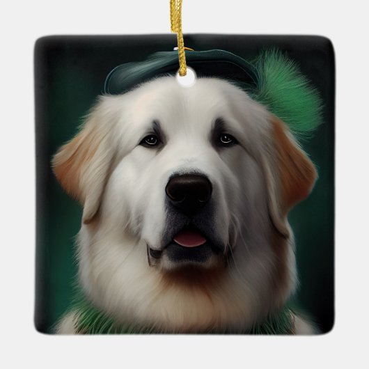 Grote Pyreneeën Dog in St. Patrick's Day Dress Keramisch Ornament (Voorkant)