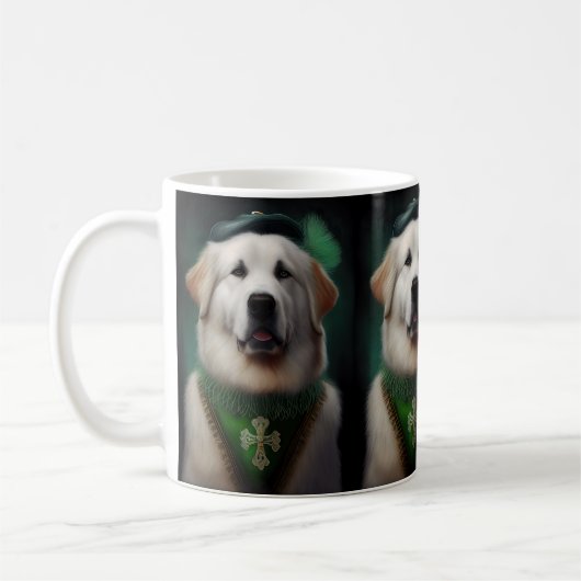 Grote Pyreneeën Dog in St. Patrick's Day Dress Koffiemok (Links)