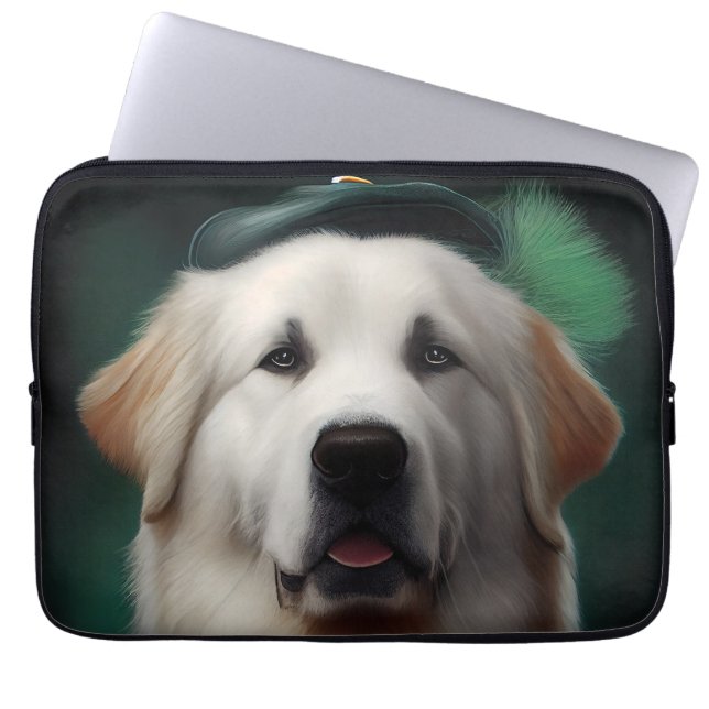 Grote Pyreneeën Dog in St. Patrick's Day Dress Laptop Sleeve (Voorkant)
