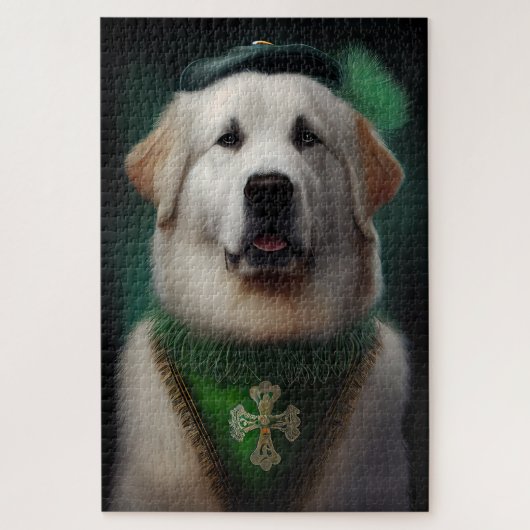 Grote Pyreneeën Dog in St. Patrick's Day Dress Legpuzzel (Verticaal)
