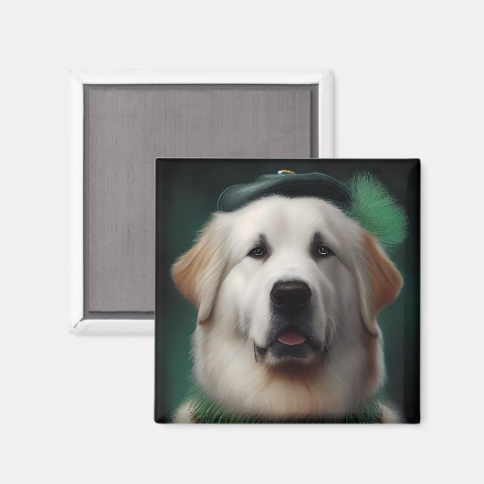 Grote Pyreneeën Dog in St. Patrick's Day Dress Magneet (Voorkant / Achterkant)