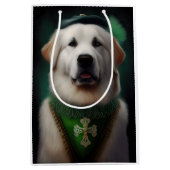 Grote Pyreneeën Dog in St. Patrick's Day Dress Medium Cadeauzakje (Voorkant)