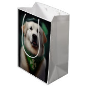Grote Pyreneeën Dog in St. Patrick's Day Dress Medium Cadeauzakje (Achterkant Gekanteld)