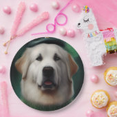 Grote Pyreneeën Dog in St. Patrick's Day Dress Papieren Bordje (Feest)