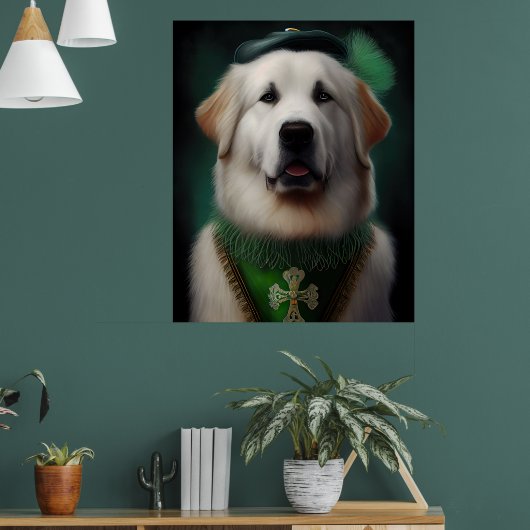 Grote Pyreneeën Dog in St. Patrick's Day Dress Poster (Woonkamer 1)