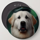 Grote Pyreneeën Dog in St. Patrick's Day Dress Ronde Button 6,0 Cm (Voorkant /achterkant)
