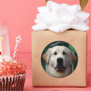 Grote Pyreneeën Dog in St. Patrick's Day Dress Ronde Sticker