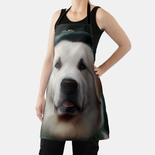 Grote Pyreneeën Dog in St. Patrick's Day Dress Schort (Insitu)