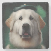 Grote Pyreneeën Dog in St. Patrick's Day Dress Stenen Onderzetter (Voorkant)