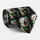 Grote Pyreneeën Dog in St. Patrick's Day Dress Stropdas (Opgerold)