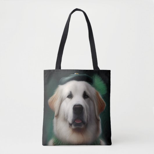 Grote Pyreneeën Dog in St. Patrick's Day Dress Tote Bag (Voorkant)