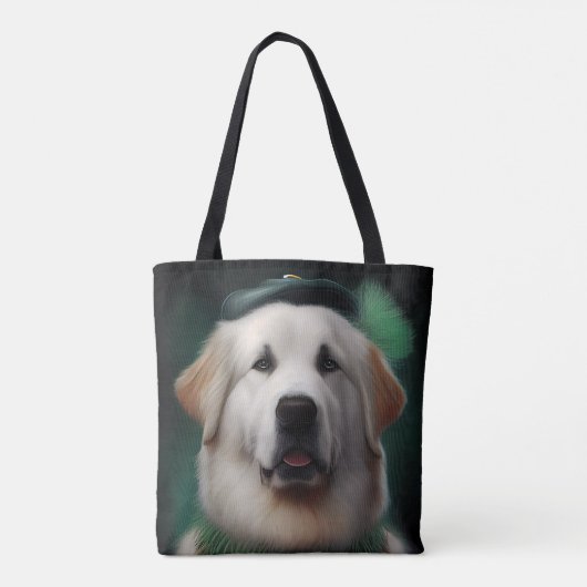 Grote Pyreneeën Dog in St. Patrick's Day Dress Tote Bag (Achterkant)