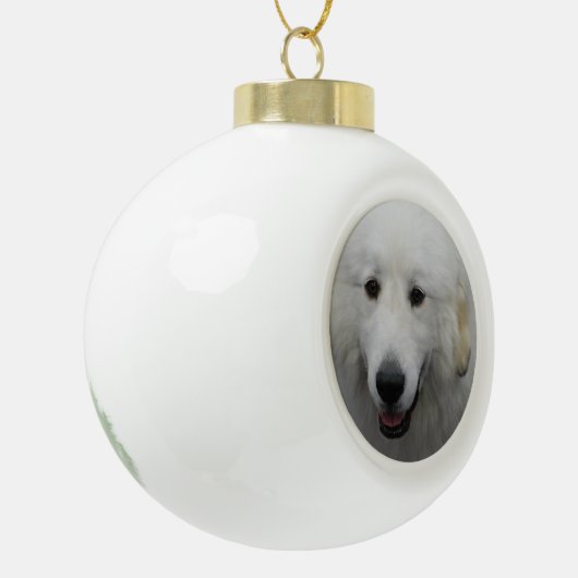 Grote Pyreneeën Dog Keramische Bal Ornament (Links)