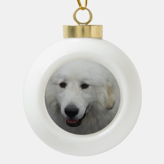 Grote Pyreneeën Dog Keramische Bal Ornament (Voorkant)