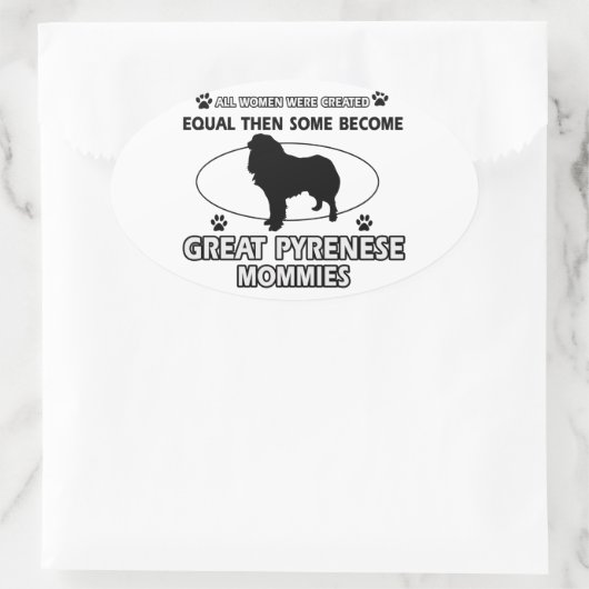 Grote Pyreneeën Dog-ontwerpen Ovale Sticker (Tas)