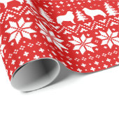 Grote Pyreneeën Dog Silhouettes kerstpatroon Cadeaupapier (Rol Hoek)