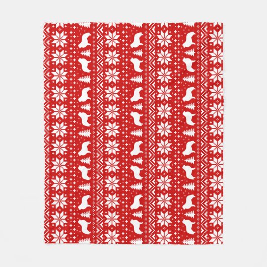 Grote Pyreneeën Dog Silhouettes kerstpatroon Fleece Deken (Voorkant)