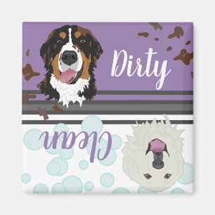 Grote Pyreneeën en Bernese Dirty/Clean Dishwasher Magneet