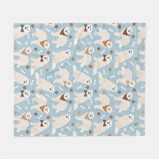 Grote Pyreneeën en Botten Fleece Deken (Voorkant (Horizontaal))