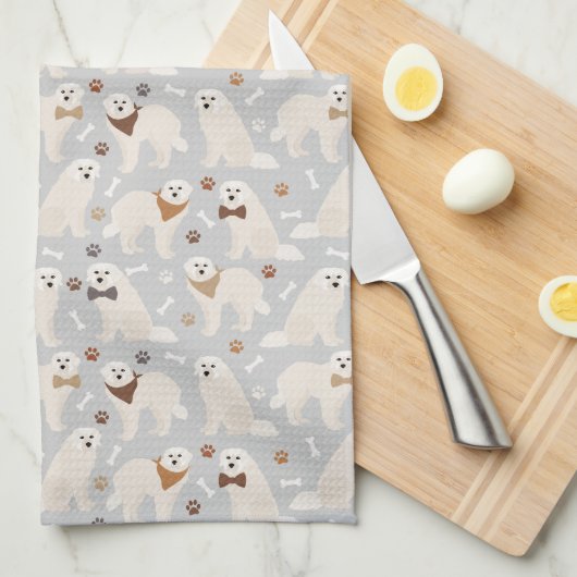 Grote Pyreneeën en Botten keukenhanddoeken (Quarter Fold)