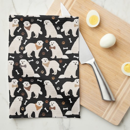 Grote Pyreneeën en Botten keukenhanddoeken (Quarter Fold)