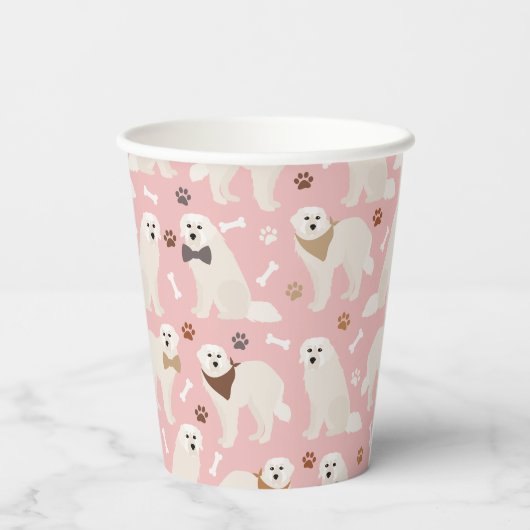 Grote Pyreneeën en Botten papierbekertjes Papieren Bekers (Achterkant)