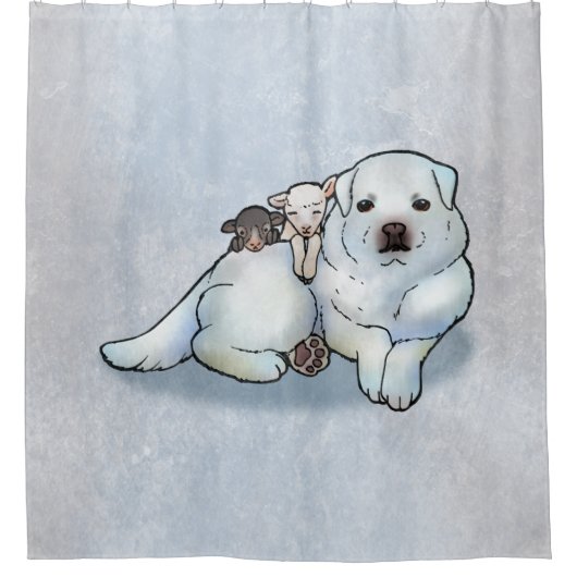 Grote Pyreneeën en lammeren Douchegordijn (Voorkant)