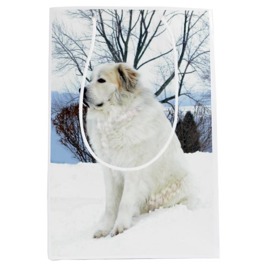 Grote Pyreneeën Gift Bag Medium Cadeauzakje (Voorkant)