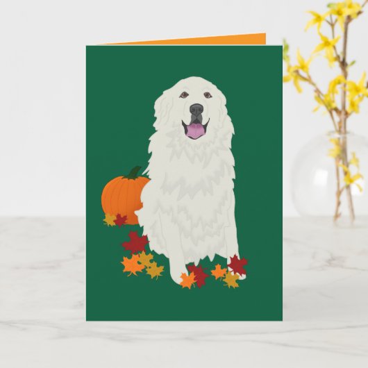 Grote Pyreneeën Halloween Autumn Blank Kaart (Gele Bloem)