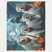 Grote Pyreneeën Halloween Griezelen Fleece Deken (Voorkant)