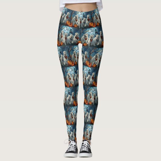 Grote Pyreneeën Halloween Griezelig Leggings (Voorkant)