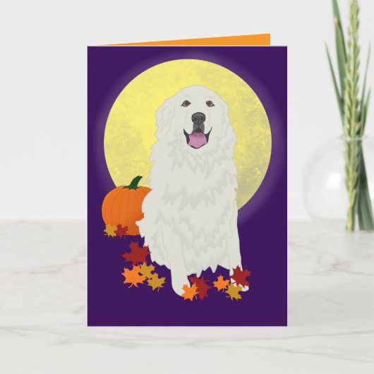 Grote Pyreneeën Halloween Herfst Kaart (Voorkant)